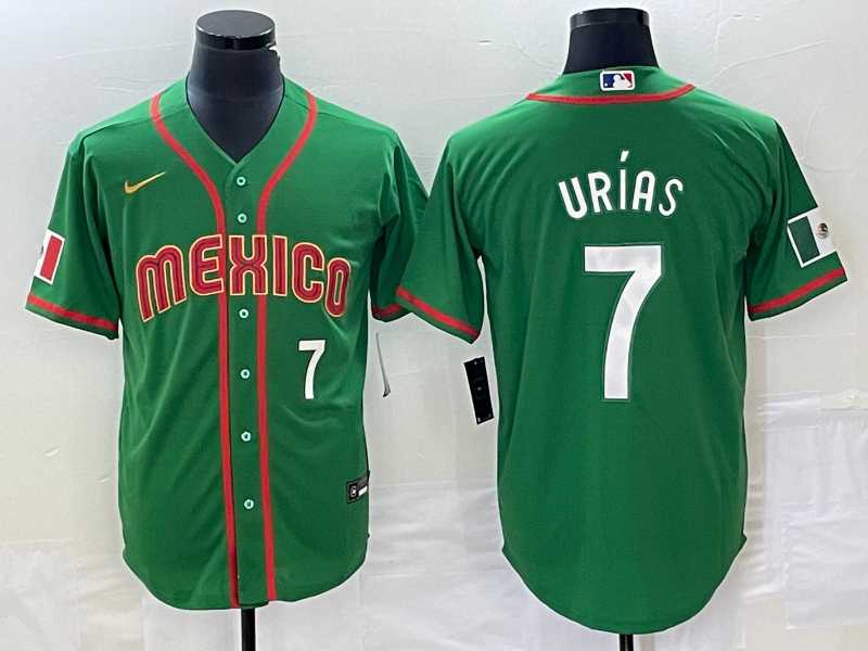 Mens Mexico Baseball #7 Julio Urias Number 2023 Green World Classic Stitched Jersey1